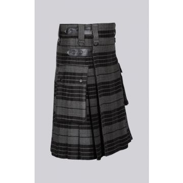 Grey Watch Tartan Utility Kilt with Cargo Pockets