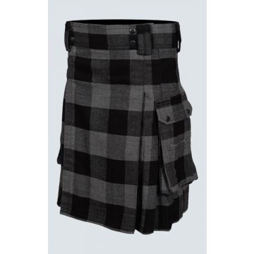 Modern Grey Tartan Utility Kilt