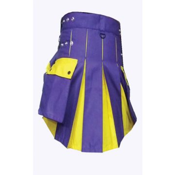 Modern Two Tone Kilt Blue and Yellow