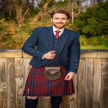 Navy Arrochar Tweed Kilt Outfit Jacket & Waistcoat 