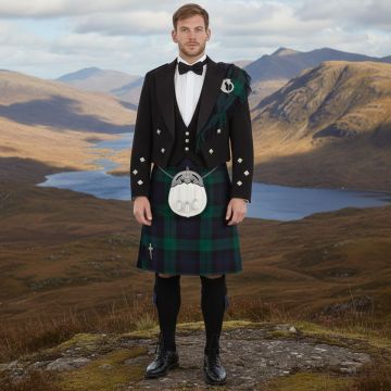 3 Button Prince Charlie Jacket With Tartan Kilt