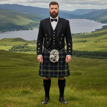 5 Buttons Prince Charlie Jacket With Tartan Kilt