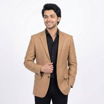 Dark Peanut Brown Worsted Tweed Traditional Fit Blazer Jacket