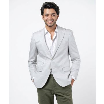 Premium Light Grey Linen Classic Blazer