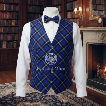Ramsay Blue  Modern vest With Bow Tie