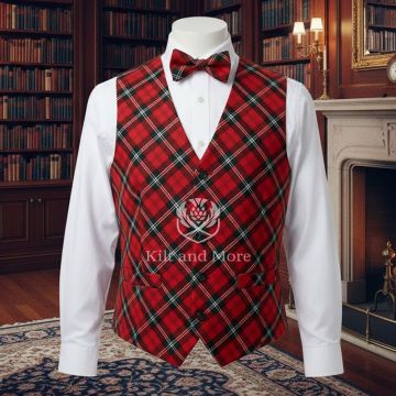 Ramsay Red Modern vest With Bow Tie