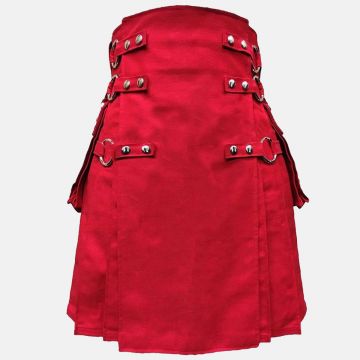  Red Canvas Cloth Straps Utility Kilt