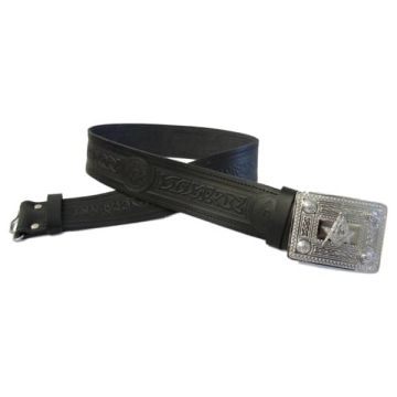 Scottish Traditional Black Scottish Kilt Belt with Celtic Buckle