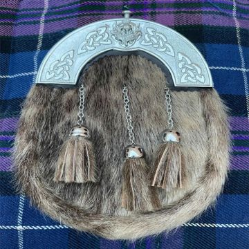 Seal Skin Dress Sporran with Thistle Celtic Cantle