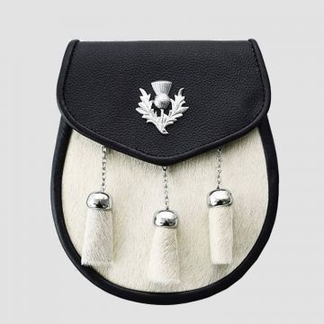 Semi Dress Fur Leather Sporran WIth Belt Chains