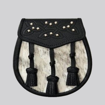 Semi Dress Natural Calfskin 14 Stud Leather Tassel Sporran
