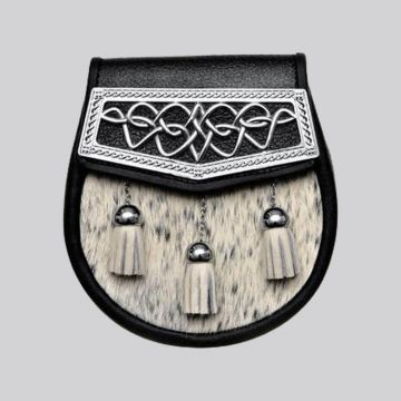 Semi Dress Natural Calfskin Celtic Interweave Plate Sporran
