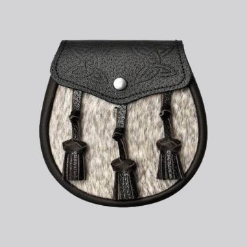 Semi Dress Natural Calfskin Dark Brown Celtic Embossed Sporran
