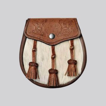 Semi Dress Natural Calfskin Khaki Celtic Embossed Sporran