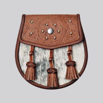 Semi Dress Natural Calfskin Khaki Circular Studded Sporran