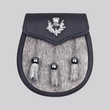 Semi Dress Natural Calfskin Sporran Thistle Badge 