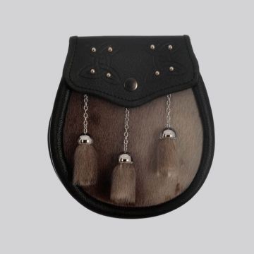 Semi Dress Natural Sealskin Studded Celtic Embossed Sporran