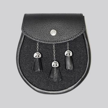 Semi Dress Sporran - Charcoal Wool Front - Basic Design 