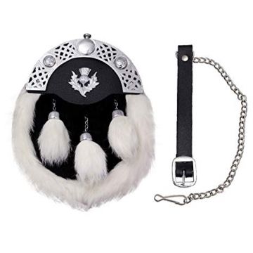 SHYNE SCOTTISH FULL DRESS SPORRAN WHITE RABBIT FUR