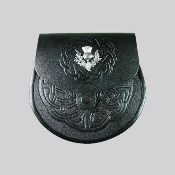 Thistle Crest Embossed Leather Sporran