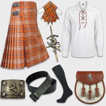 Scottish Wedding Kilt Package 5000 + Tartan Available - Ghillie Shirt Kilt Set - 8 Piece Kilt Outfit