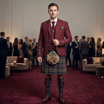 Wedding Argyll Kilt Outfit With  5 Button Vest