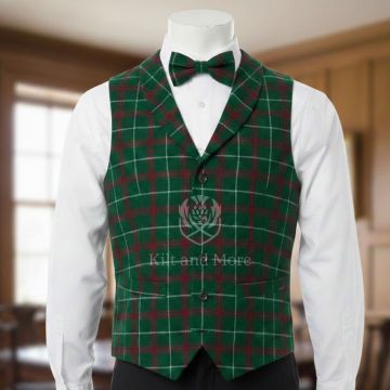 Welsh National Modern Tartan Vest With Bow Tie