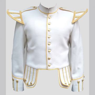 White Bag Pipe Doublet with Golden Trim