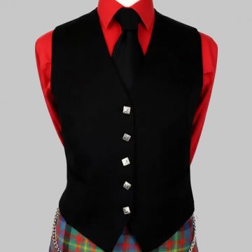  5 Button Black Argyle Pipe Band Vest