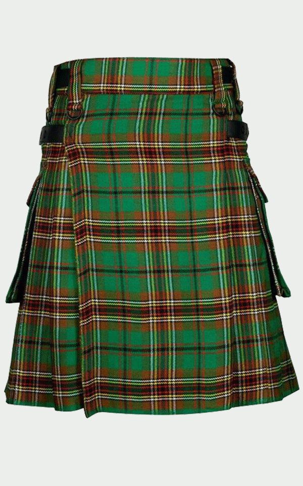Kilt Écossais Homme Vert – Style Vintage Médiéval Punk Avec Poches | Kilt Traditionnel Combat