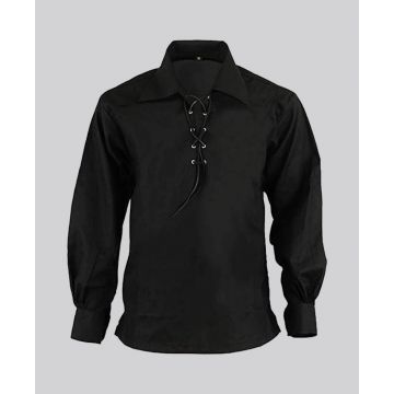 Black Ghillie Shirt For Scottish Kilt