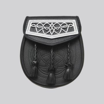 Black Leather Celtic Interweave Plate Sporran