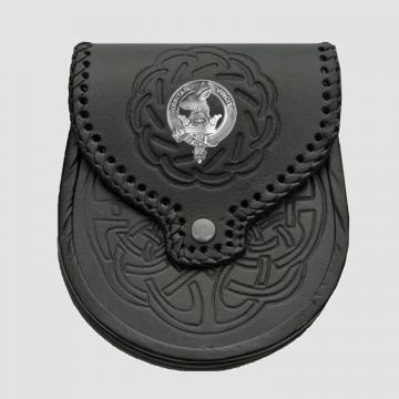 Clan Crest Badge Leather Sporran