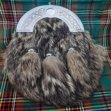 Fox Fur Celtic Cantle Full Dress Kilt Sporran