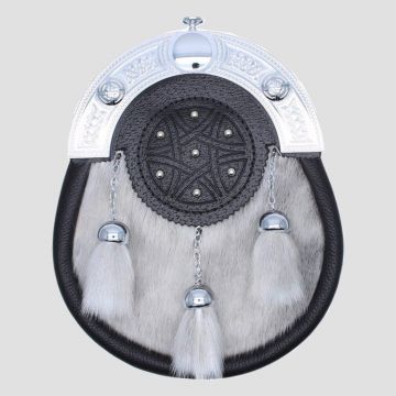 Full Dress Sporran Light Grey Sealskin Made In Scotland