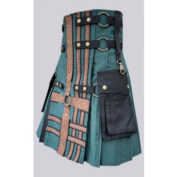 Green & Black Double Cross Utility Kilt
