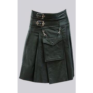 New Black Leather Kilt