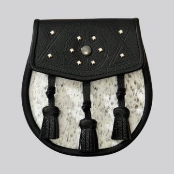 Semi Dress Natural Calfskin Circular Studded Leather Tassel Sporran