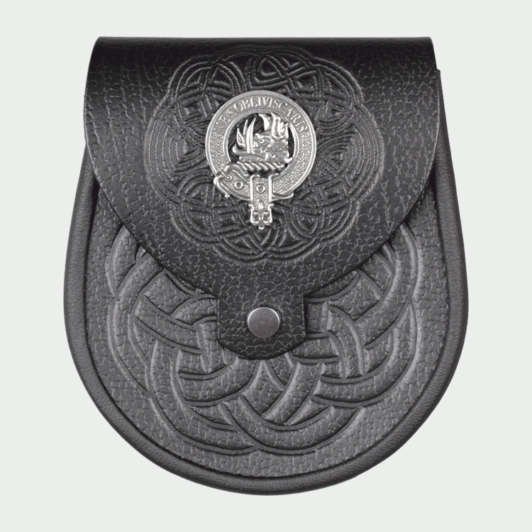Clan Crest Celtic Embossed Leather Sporran